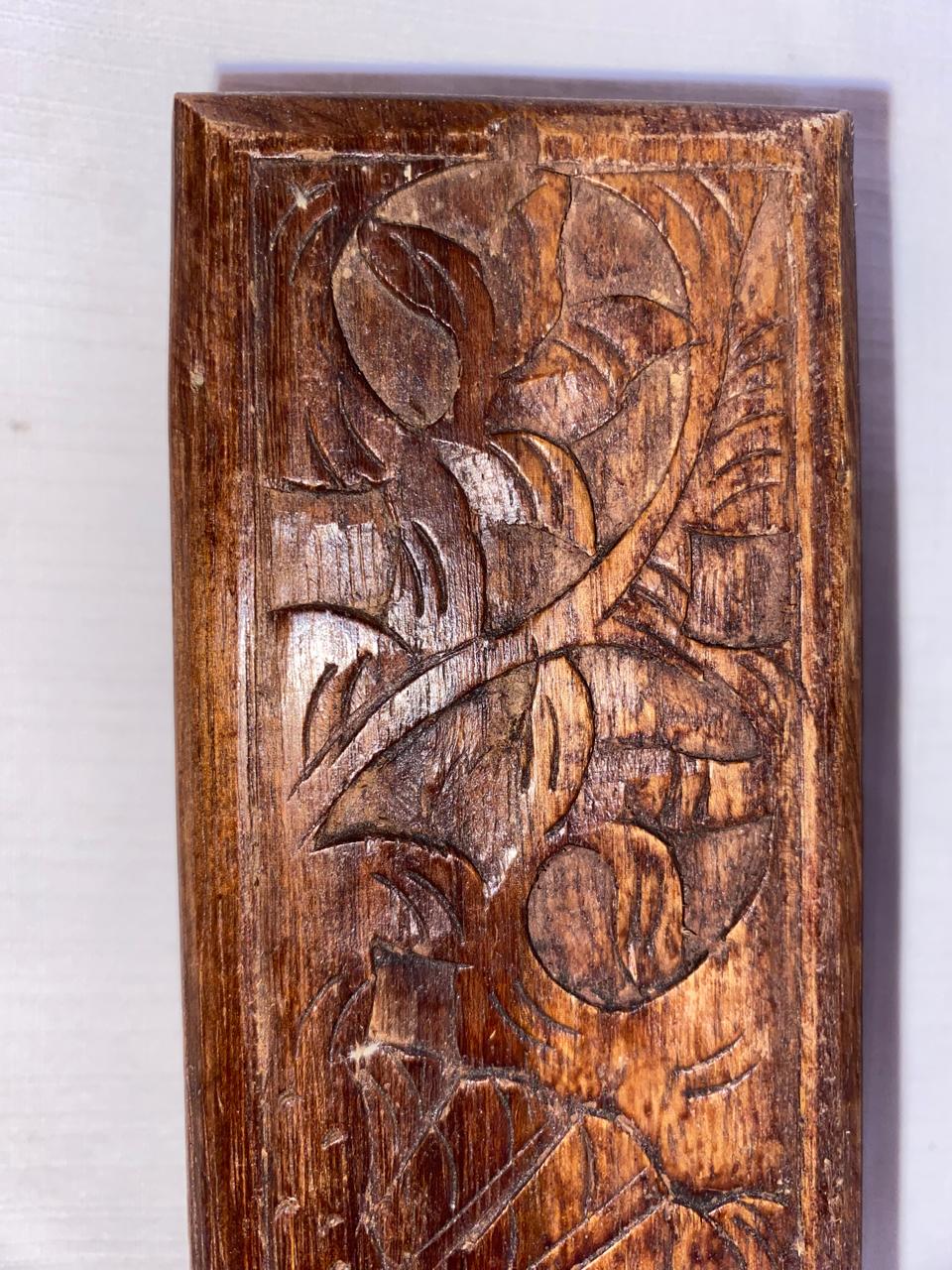 Carved wooden incense box