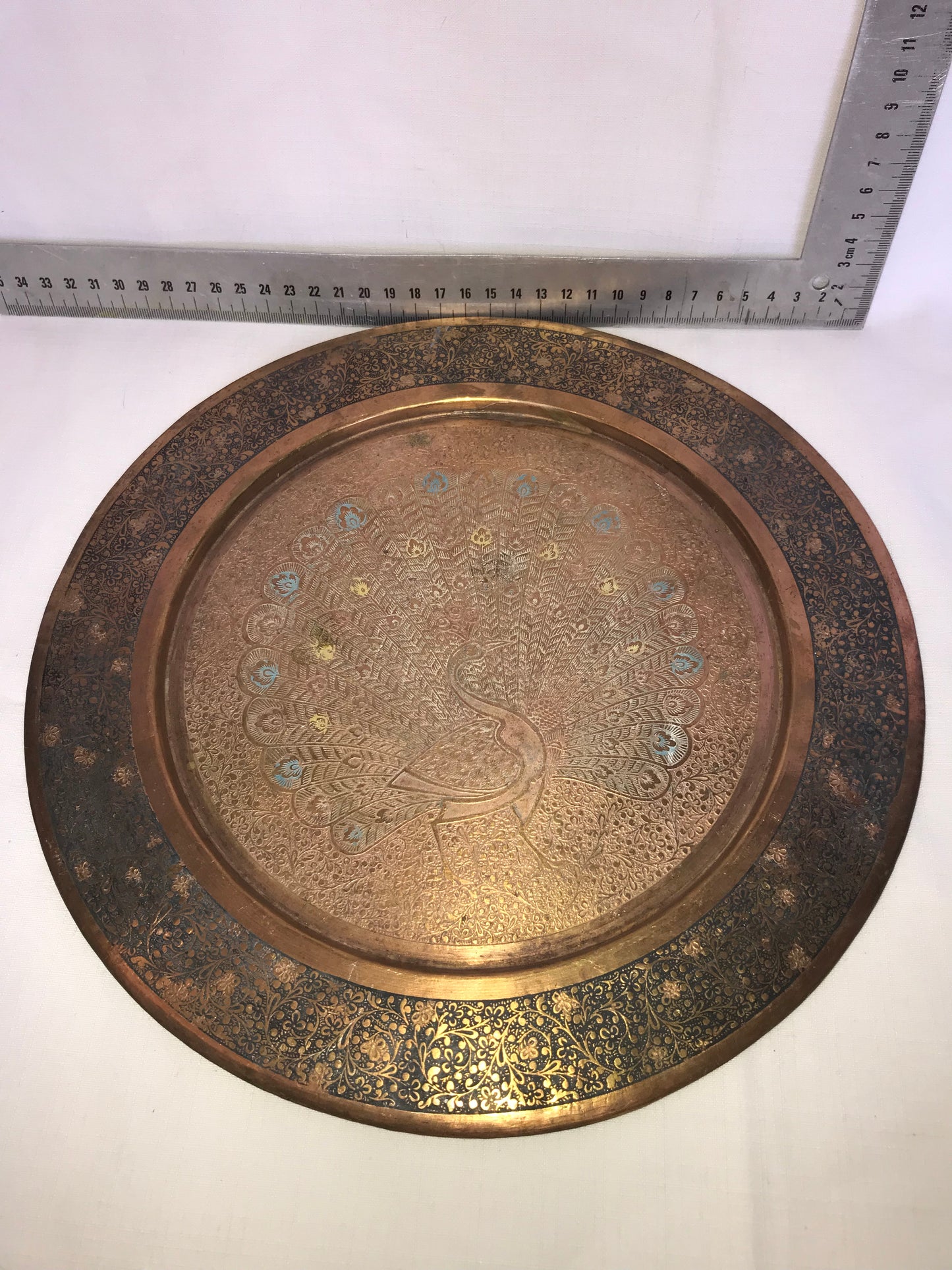 Copper Peacock tray