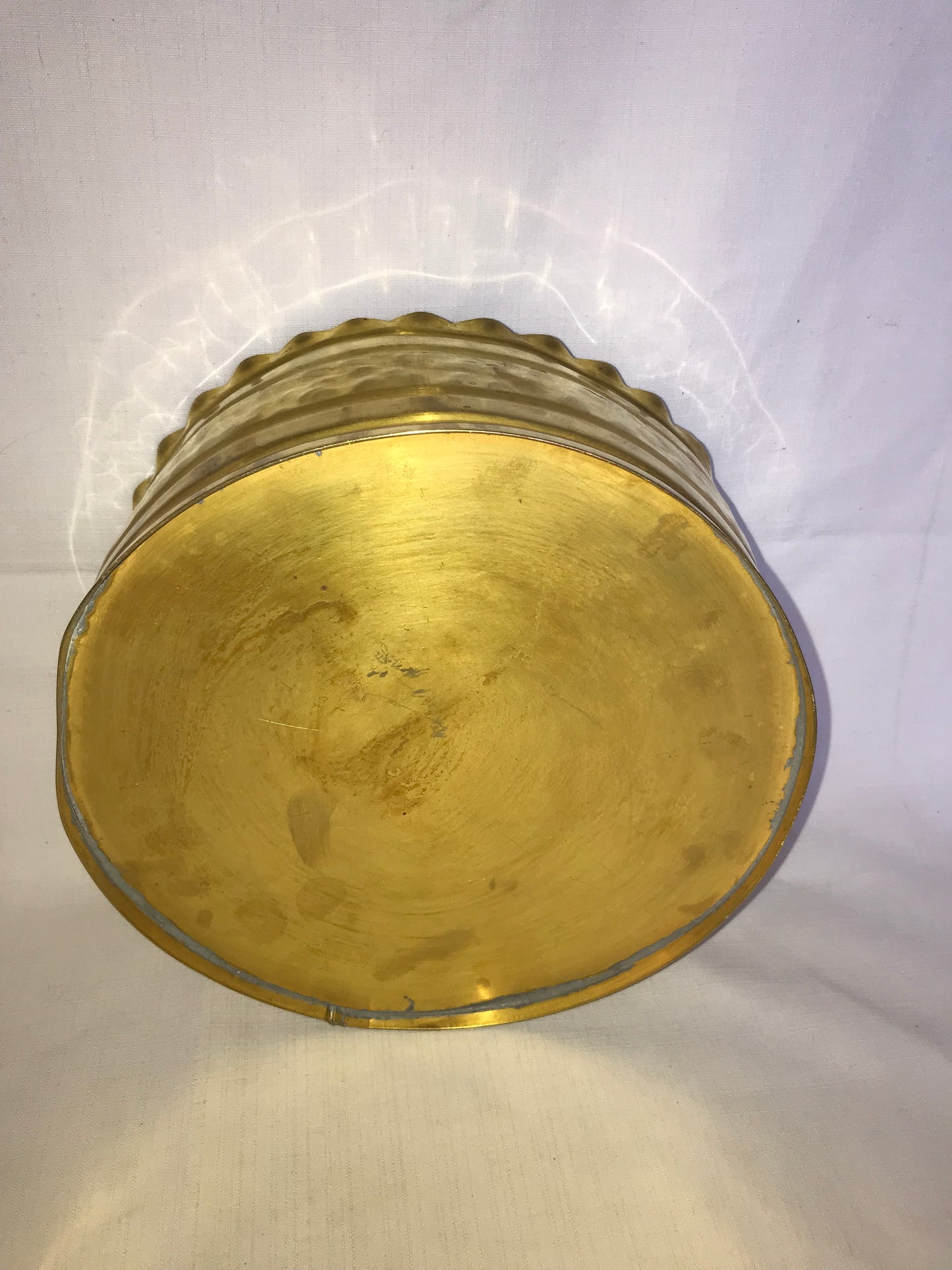 Wide shallow brass planter